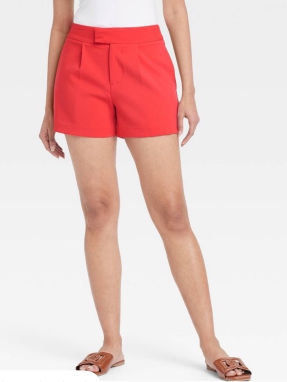 A New Day Bright Red High-Rise Tailored Shorts